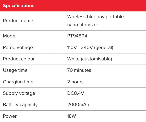 SaniGun specifications